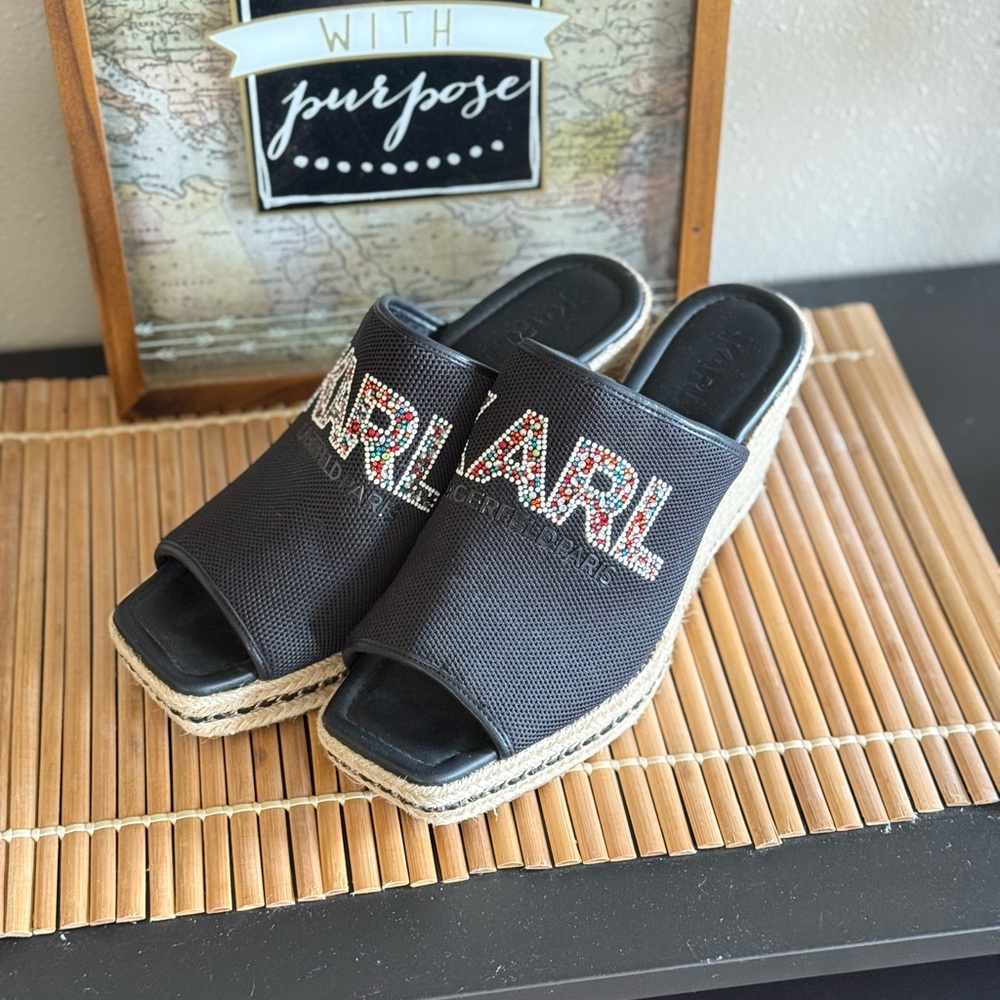 Karl Lagerfeld Black Wedge Shoes